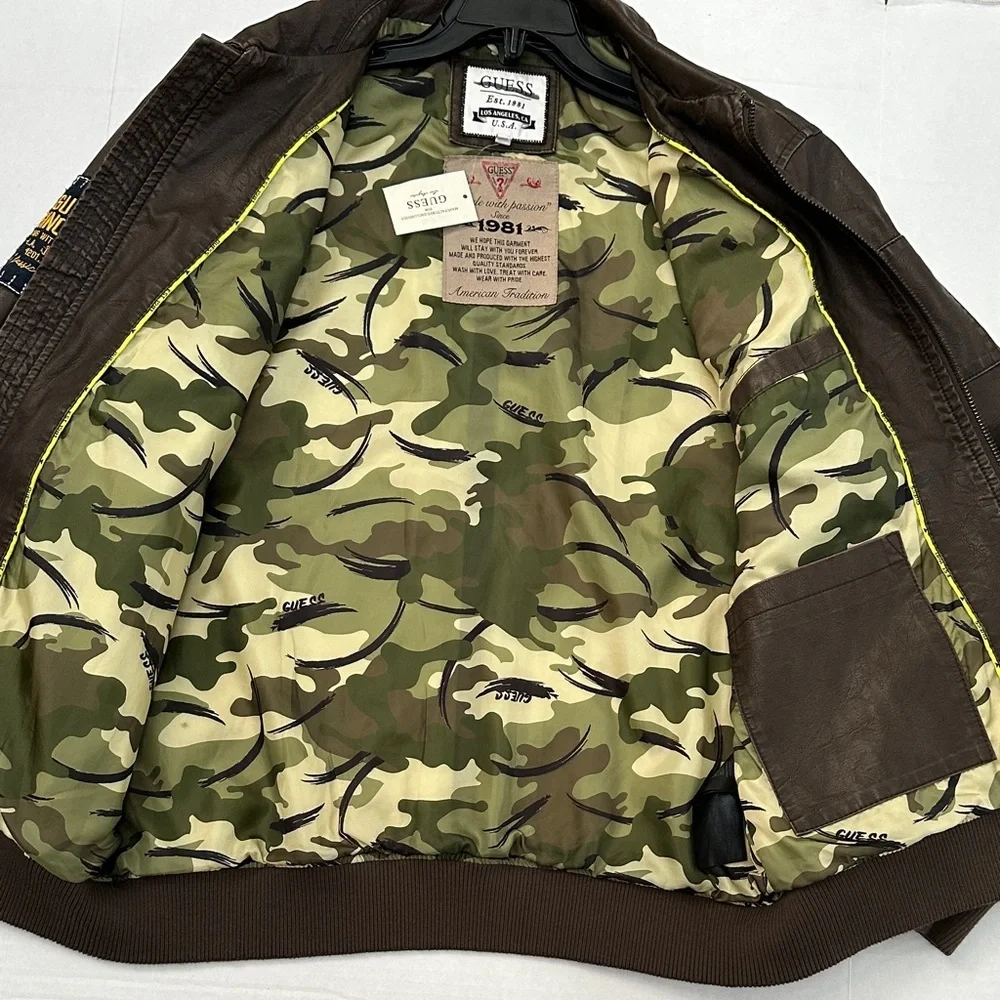 GUESS Men's Dark Brown Bomber Jacket - Picture 9 of 16